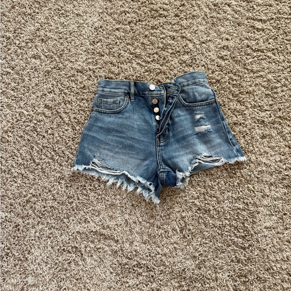 PacSun Blue Jean Shorts High-Waisted Distressed
